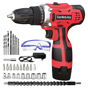 gardenJoy cordless power drill set
